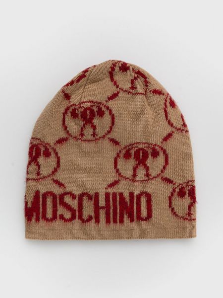 Вълнена шапка Moschino бежово