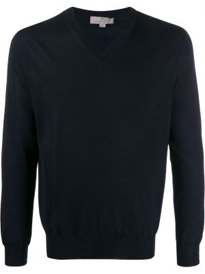Jersey de punto con escote v de tela jersey Canali azul
