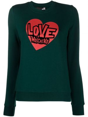 Hjertemønster trykt sweatshirt Love Moschino grønn