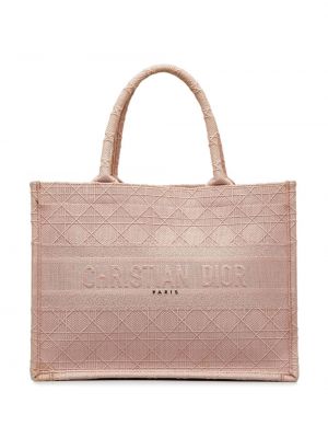 Haftowana shopperka Christian Dior różowa