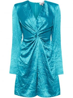 Saténové šaty Ganni modré