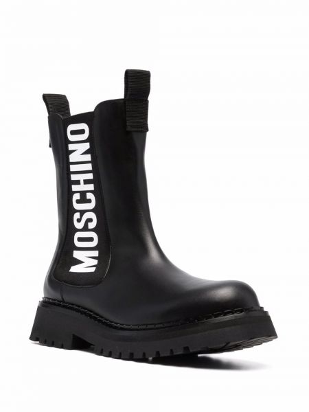 Ankle boots z nadrukiem Moschino czarne
