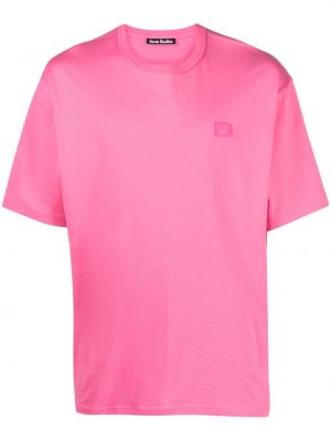 Тениска с кръгло деколте Acne Studios розово