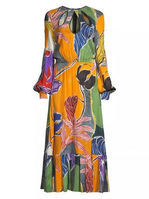 Длинное платье в цветочек Stella Jean оранжевое