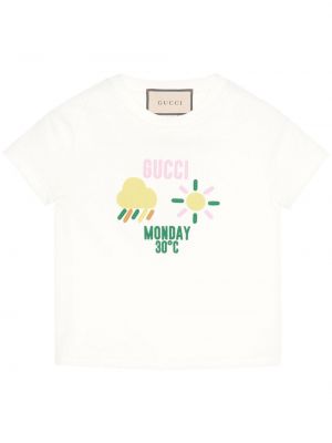 Βαμβακερή μπλούζα με κέντημα Gucci λευκό