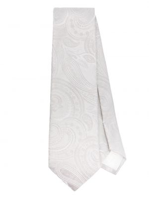Hedvábná kravata s potiskem s paisley potiskem Tagliatore šedá