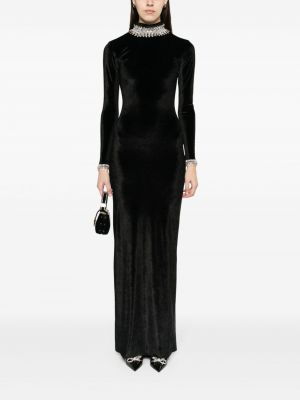 Aksamitna sukienka wieczorowa z kryształkami Atu Body Couture czarna