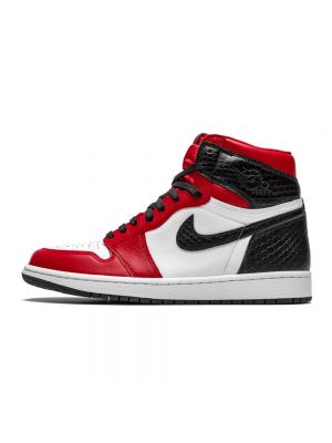 Satynowe sneakersy w wężowy wzór Jordan Air Jordan 1 czerwone