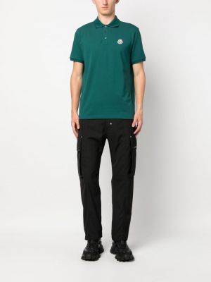 Medvilninis siuvinėtas polo marškinėliai Moncler žalia