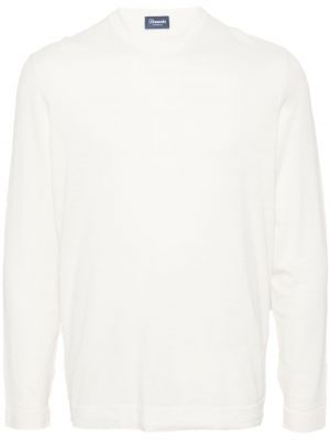 Памучен пуловер Drumohr бяло