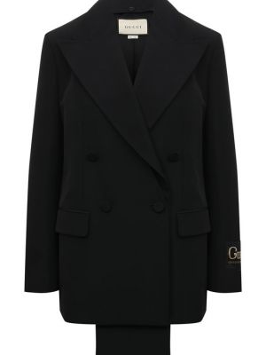 Хлопковый пиджак из вискозы Gucci черный