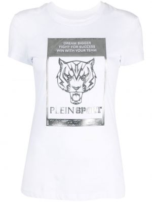 Športna majica s tigrastim vzorcem Plein Sport bela