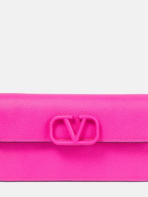 Colier din piele Valentino Garavani roz