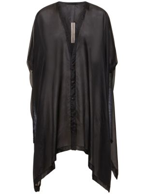 Jersey svilena srajca z dolgimi rokavi Rick Owens črna