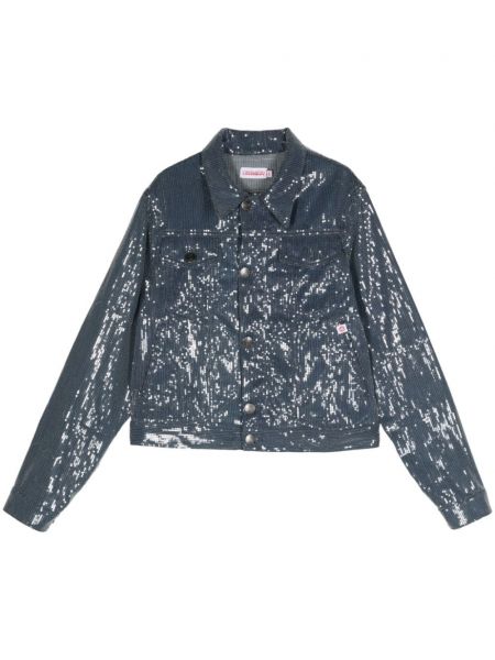 Pailletten lange jacke Charles Jeffrey Loverboy blau