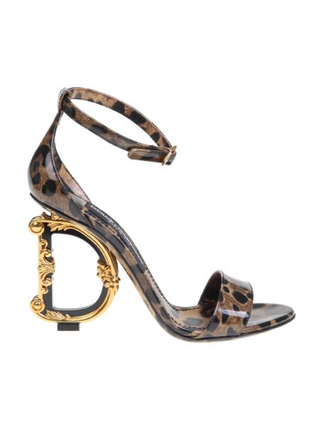 Sandały skórzane z nadrukiem Dolce And Gabbana brązowe