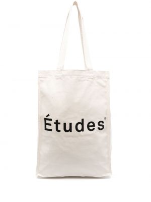 Шопинг чанта с принт Etudes бяло