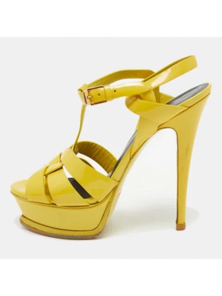 Sandały trekkingowe skórzane Yves Saint Laurent Vintage żółte
