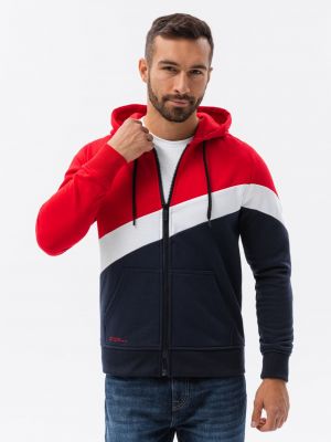 Mikina s kapucí na zip Ombre Clothing červená