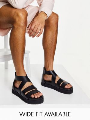 Кожаные сандалии чанки Asos черные