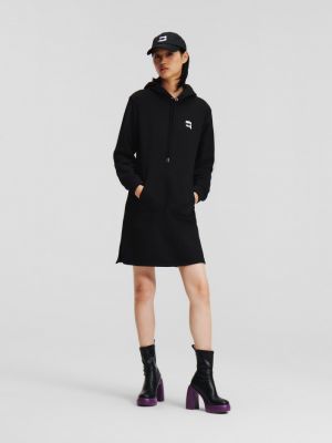 Šaty s kapucí Karl Lagerfeld černé