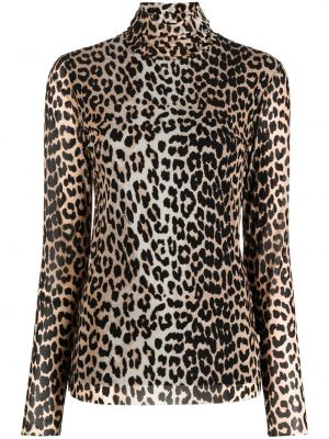 Leopard trykt lang topp Ganni brun