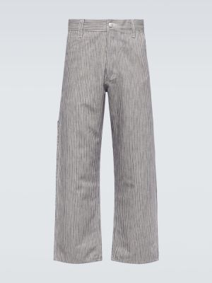 Pruhované bavlnené nohavice Junya Watanabe sivá