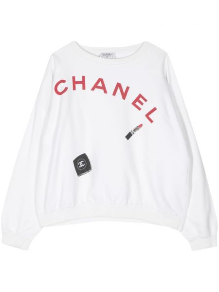 Raštuotas medvilninis džemperis Chanel Pre-owned balta