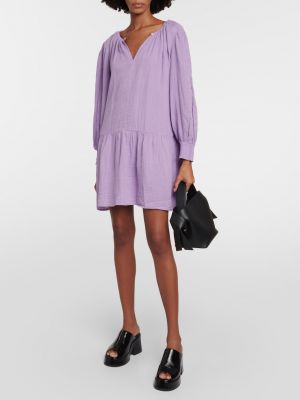 Хлопковое бархатное платье мини Velvet фиолетовое