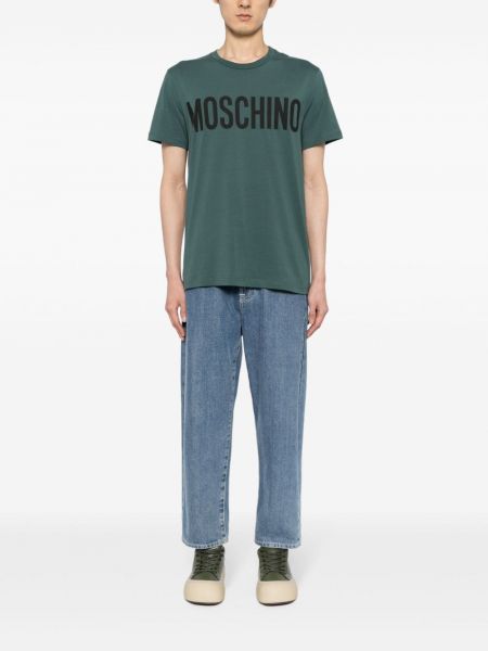 Raštuotas medvilninis marškinėliai Moschino žalia