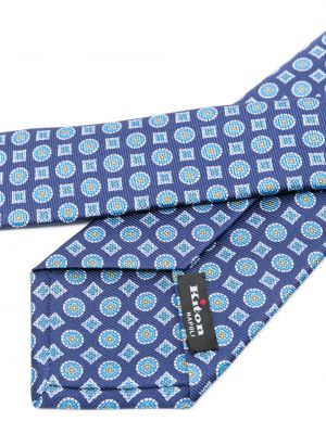 Hedvábná kravata s potiskem Kiton modrá