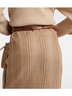 Drapované lněné kožená sukně Loro Piana béžové