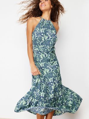 Πλεκτή μάξι φόρεμα με σχέδιο Trendyol πράσινο