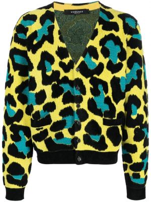 Strickjacke mit print mit leopardenmuster mit v-ausschnitt Versace schwarz