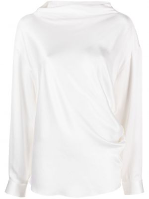 Копринена блуза с драперии Giorgio Armani бяло