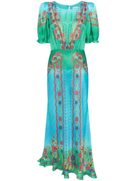 Φλοράλ μεταξωτή φόρεμα με σχέδιο Saloni μπλε