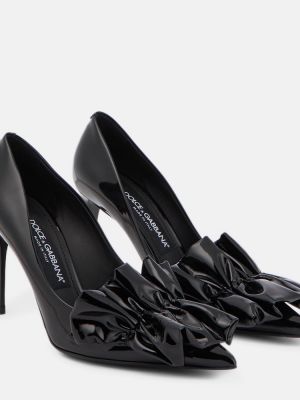 Кожени полуотворени обувки от лакирана кожа Dolce&gabbana черно