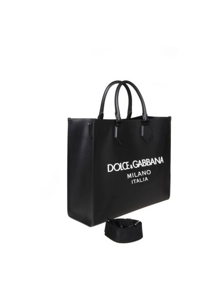 Bolso shopper de cuero Dolce & Gabbana negro