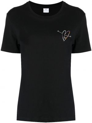 Bavlnené bavlnené tričko so srdiečkami Ps Paul Smith čierna