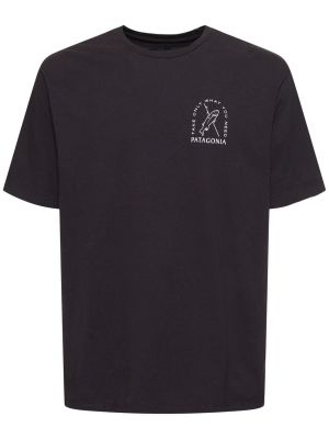 Kokvilnas t-krekls Patagonia melns