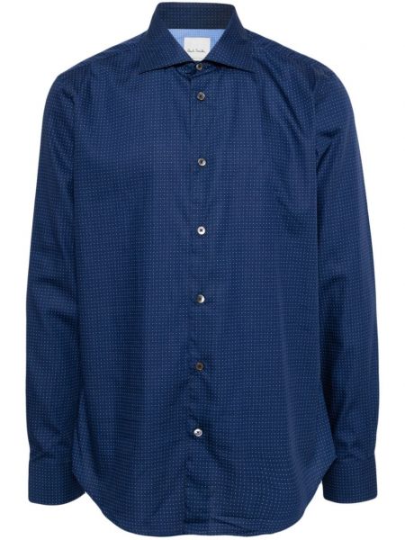 Pikčasta bombažna srajca Paul Smith modra