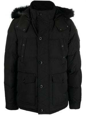 Páperová bunda s kapucňou Moose Knuckles čierna