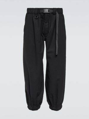 Pantaloni cargo de lână de flanelă Y-3 negru