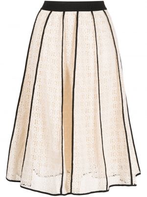 Midi sukňa s výšivkou Karl Lagerfeld béžová