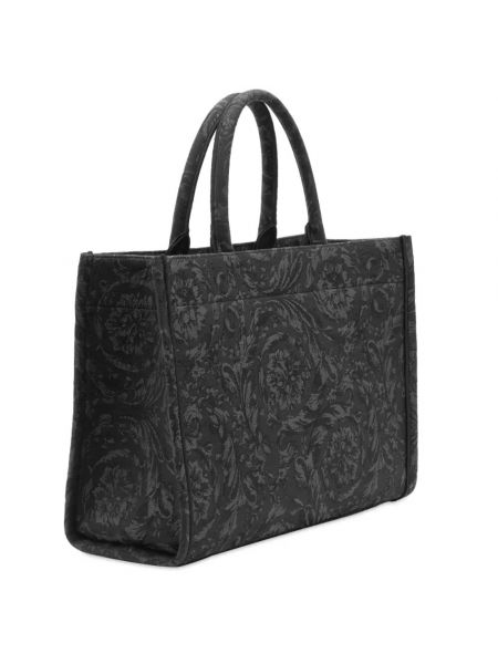 Жаккардовая сумка с вышивкой Versace черная