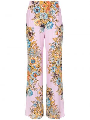 Pantalon droit à fleurs Etro rose