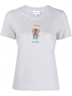 Kokvilnas t-krekls ar apdruku Maison Kitsuné pelēks