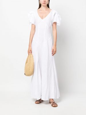 Lniana sukienka z dekoltem w serek 120% Lino biała