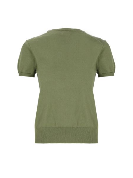 Dzianinowa haftowana koszulka Ralph Lauren zielona