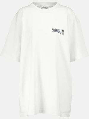 Kokvilnas t-krekls Balenciaga balts